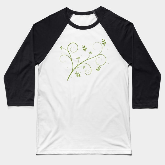 Green Leaf Design Baseball T-Shirt by YellowLion